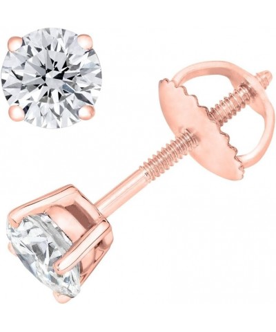 Round Diamond stud (IGI Certified 0.70 ct & up) Plus Quality ScrewBack 14K from 0.04ct - 2.00ct Rose Gold 0.1 carats $30.73 E...