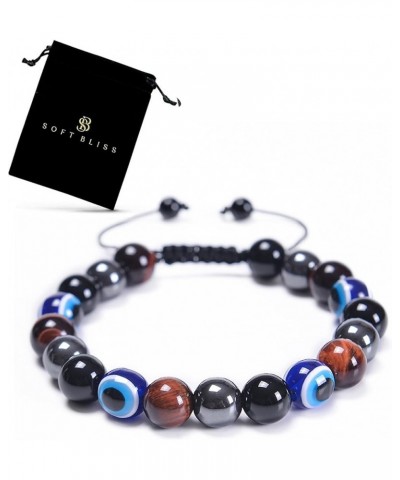 Evil Eye Bracelet - Unisex Jewelry for Protection, Fortune, Good Karma, Positivity - Stylish Charm with Tiger Eye & Obsidian ...