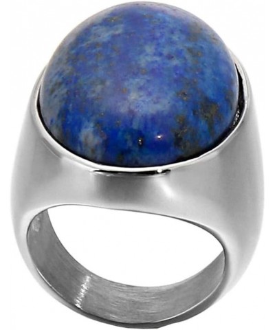 Men's Women's 316l Stainless Steel Multiple Color Oval Cat's Eye Gemstone Rings silver royal blue $9.51 Rings