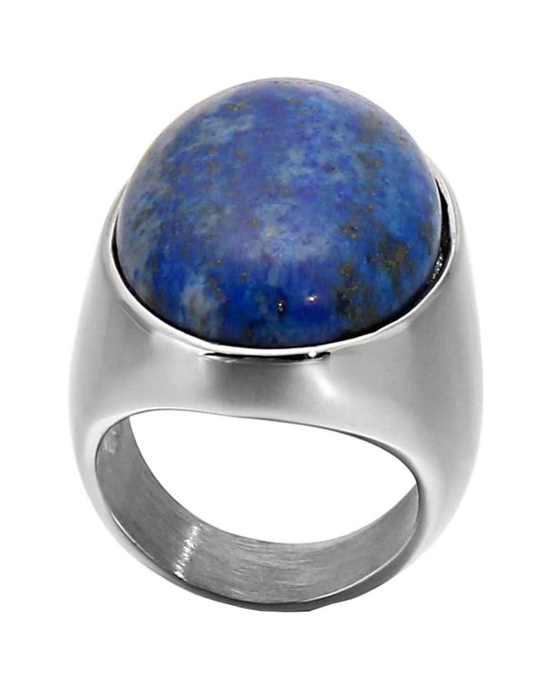 Men's Women's 316l Stainless Steel Multiple Color Oval Cat's Eye Gemstone Rings silver royal blue $9.51 Rings