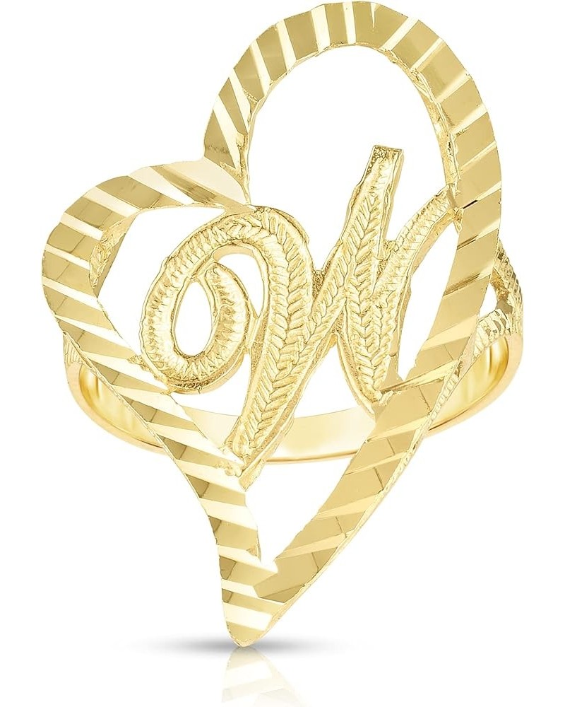 10k Yellow Gold Small Medium or Large A-Z Cursive initial Letter Heart Ring W-Large $83.48 Others