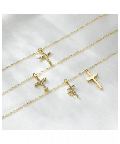 Dainty Cross Charm Pendant Necklaces,14K Gold Tiny Three Ball Necklace,Simple Fashion Jewelry for Women cross-D $7.97 Necklaces