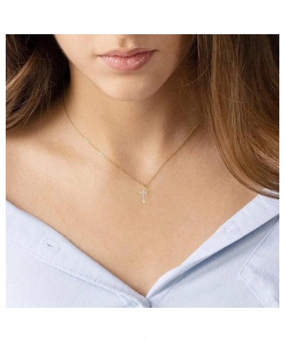 Dainty Cross Charm Pendant Necklaces,14K Gold Tiny Three Ball Necklace,Simple Fashion Jewelry for Women cross-D $7.97 Necklaces