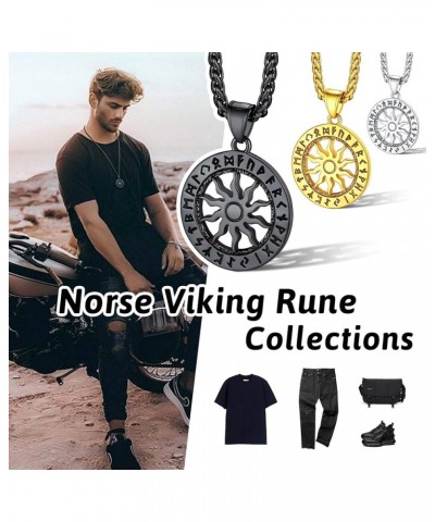 Norse Viking Rune Necklace with Adjustable Braided Leather/Stainless Steel Rope Chains for Men Women, Vintage Amulet Jewelry ...