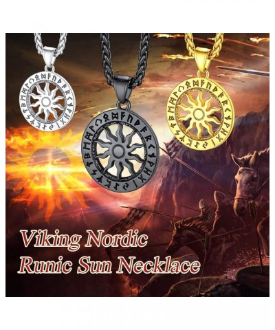 Norse Viking Rune Necklace with Adjustable Braided Leather/Stainless Steel Rope Chains for Men Women, Vintage Amulet Jewelry ...