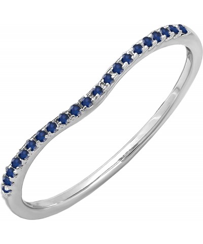 Round Gemstone Ladies Anniversary Wedding Stackable Band, Available In 10K/14K/18K Gold Blue Sapphire in 14K White Gold $126....