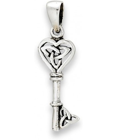 Heart Key Pendant .925 Sterling Silver Triquetra Trinity Promise Symbol Charm $9.29 Pendants