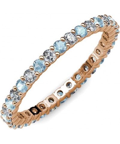 Aquamarine & Diamond Common Prong Eternity Band 1.06 ctw-1.25 ctw 18K Gold Rose Gold $844.40 Rings