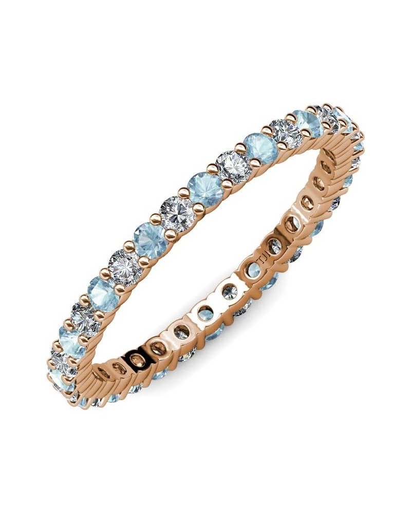 Aquamarine & Diamond Common Prong Eternity Band 1.06 ctw-1.25 ctw 18K Gold Rose Gold $844.40 Rings