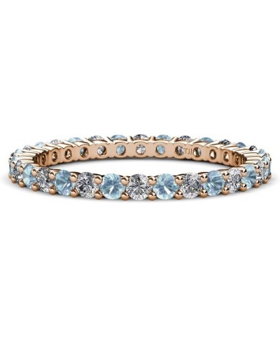 Aquamarine & Diamond Common Prong Eternity Band 1.06 ctw-1.25 ctw 18K Gold Rose Gold $844.40 Rings