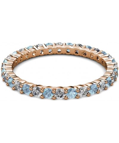 Aquamarine & Diamond Common Prong Eternity Band 1.06 ctw-1.25 ctw 18K Gold Rose Gold $844.40 Rings