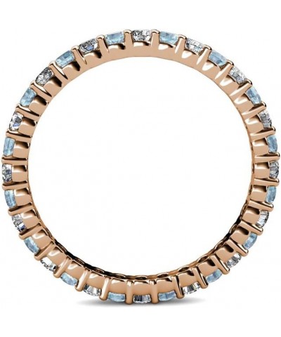 Aquamarine & Diamond Common Prong Eternity Band 1.06 ctw-1.25 ctw 18K Gold Rose Gold $844.40 Rings