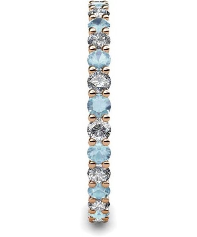 Aquamarine & Diamond Common Prong Eternity Band 1.06 ctw-1.25 ctw 18K Gold Rose Gold $844.40 Rings