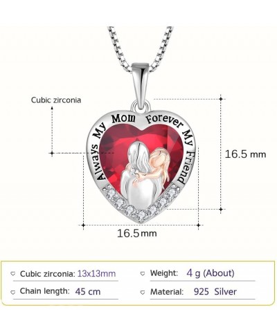 Mother Daughter Necklace 925 Sterling Silver Love Heart Necklace Birthday Gifts from Daughter Birthstone with 5A Cubic Zircon...