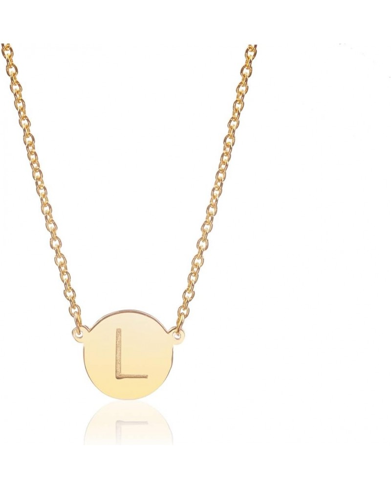 ROUND DISK INITIAL Necklace Gold : L $19.46 Necklaces