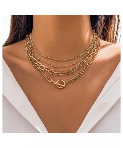 Layered Choker Necklace Sets for Women Girls Dainty Gold Paperclip Toggle Chain Necklace Silver Chunky Snake Cross Trendy Nec...