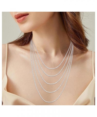 925 Sterling Silver Box Chain Necklace for Women Men and Girls, 0.8MM 1.0MM 1.2MM 1.5MM 1.7MM 2.0MM Width 20 Inches 1.5MM-Wid...