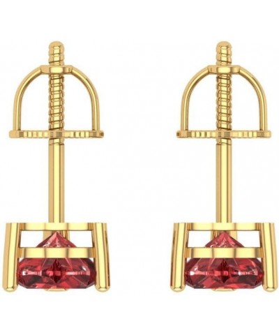 1.6 ct Brilliant Heart Cut Solitaire VVS1 Natural Red Garnet Pair of Stud Earrings Solid 18K Yellow Gold Screw Back $106.57 E...