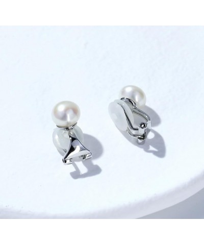 Pearl Clip On Earrings for Women Non Piercing Silver Halo Malachite Pearl Earrings with Danity White Pearl Clip On Earrings f...