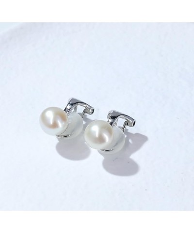 Pearl Clip On Earrings for Women Non Piercing Silver Halo Malachite Pearl Earrings with Danity White Pearl Clip On Earrings f...