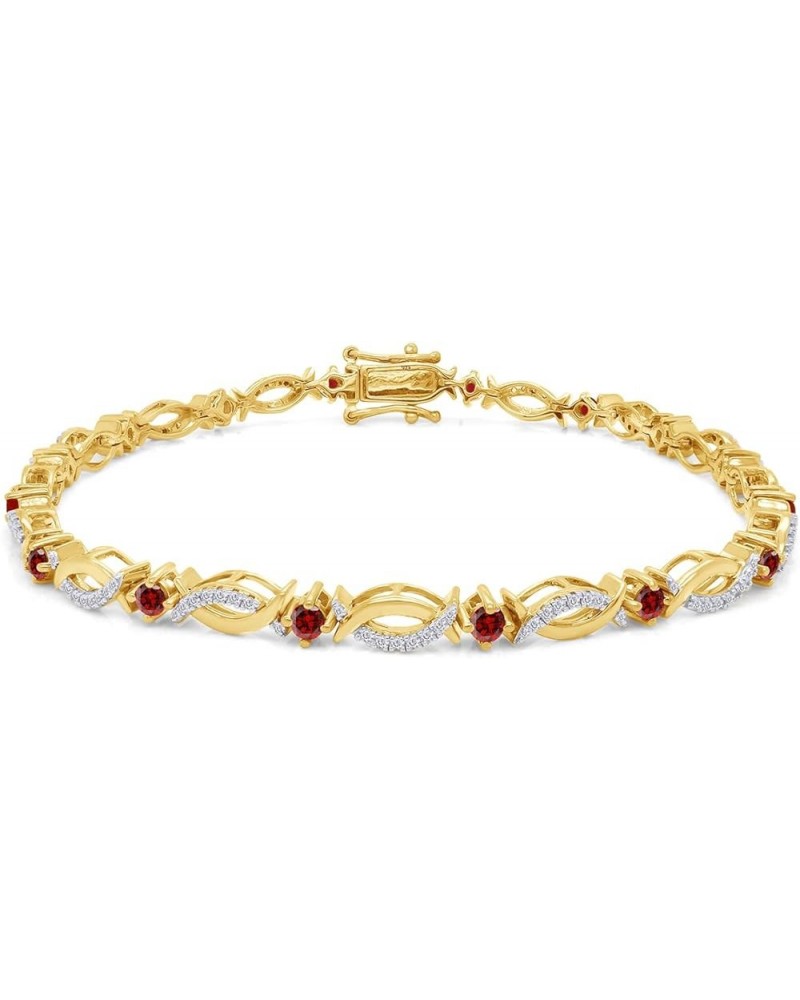 14K Yellow Gold Plated 925 Sterling Silver Link Bracelet Jewelry for Women Garnet 7.5 Inches $49.60 Bracelets