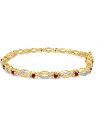 14K Yellow Gold Plated 925 Sterling Silver Link Bracelet Jewelry for Women Garnet 7.5 Inches $49.60 Bracelets