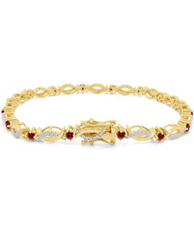 14K Yellow Gold Plated 925 Sterling Silver Link Bracelet Jewelry for Women Garnet 7.5 Inches $49.60 Bracelets