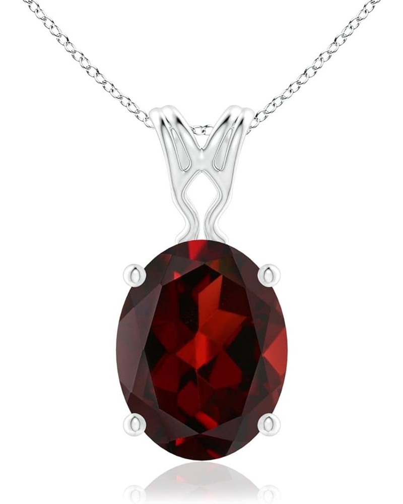 Natural Garnet Solitaire Pendant Necklace for Women, Girls in 14K Solid Gold/Platinum | January Birthstone | Jewelry Gift for...