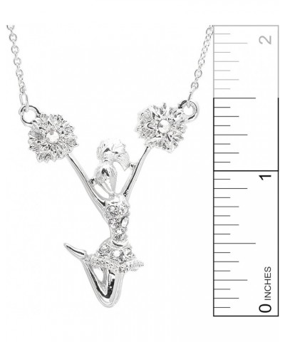 Silver Plated Crystal Cheerleader Charm Necklace Cheerleader With Pom poms $8.83 Necklaces