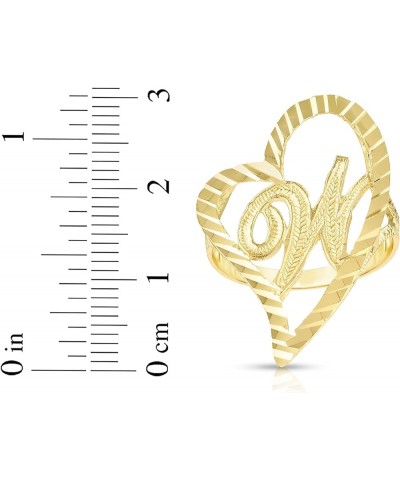 10k Yellow Gold Small Medium or Large A-Z Cursive initial Letter Heart Ring W-Large $83.48 Others