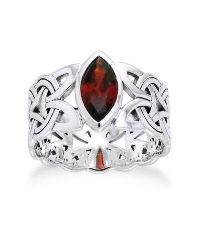 Borre Knot Garnet Ellipse Viking Braided Wedding Band Norse Celtic Sterling Silver Ring(Sizes 4,5,6,7,8,9,10,11,12,13,14,15) ...