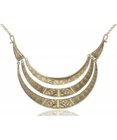 Vintage Egyptian Crescent Moon Shaped Bib Adjustable Statement Necklace Bronze $11.96 Necklaces