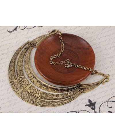 Vintage Egyptian Crescent Moon Shaped Bib Adjustable Statement Necklace Bronze $11.96 Necklaces