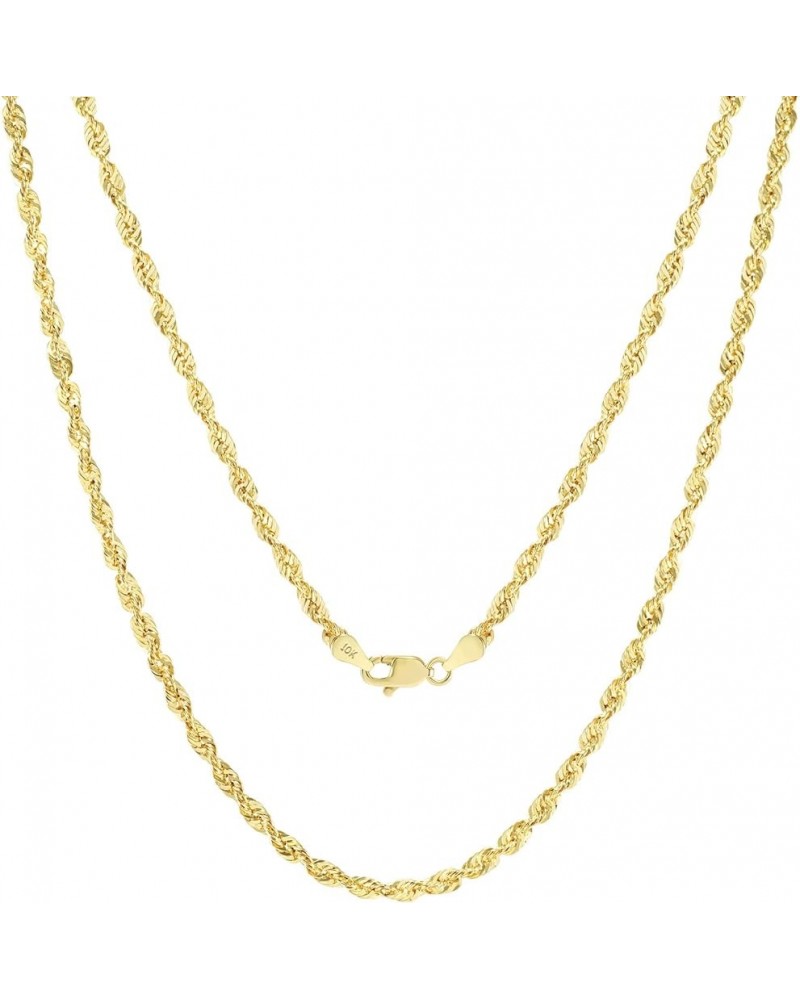 10k Yellow Gold 3mm Diamond Cut Rope Chain Lightweight Necklace, Mens Womens Jewelry 16" 18" 20" 22" 24" 26" 28" 30 22 $105.0...