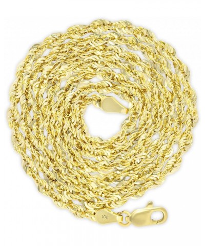 10k Yellow Gold 3mm Diamond Cut Rope Chain Lightweight Necklace, Mens Womens Jewelry 16" 18" 20" 22" 24" 26" 28" 30 22 $105.0...