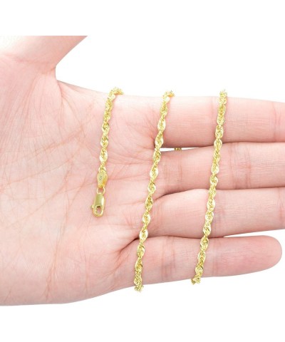 10k Yellow Gold 3mm Diamond Cut Rope Chain Lightweight Necklace, Mens Womens Jewelry 16" 18" 20" 22" 24" 26" 28" 30 22 $105.0...