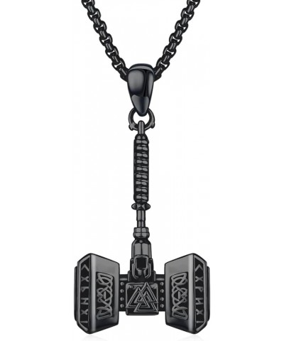 Thor's Hammer Necklace Talisman Necklace for Men Black Gold/Gold/Silver Vintage Norse Mjolnir Amulet Pendant Viking Mjolnir T...