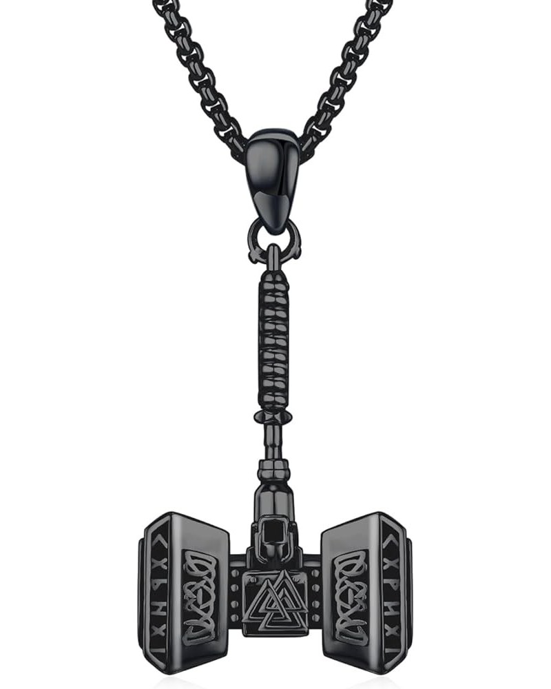 Thor's Hammer Necklace Talisman Necklace for Men Black Gold/Gold/Silver Vintage Norse Mjolnir Amulet Pendant Viking Mjolnir T...