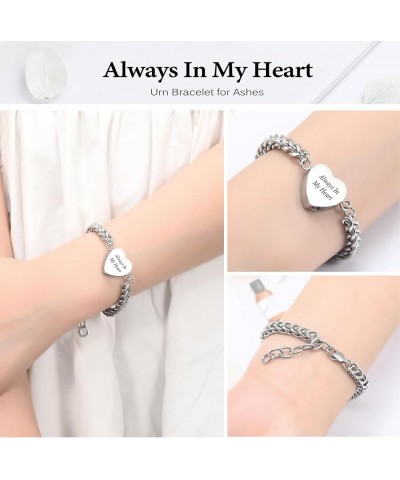 Heart Cremation Memorial Urn Bracelet for Ashes for Women Stainless Steel Adjustable Keepsake Bangle Cremation Memorial Ash J...