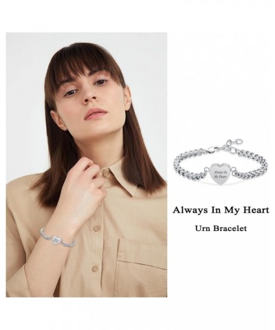 Heart Cremation Memorial Urn Bracelet for Ashes for Women Stainless Steel Adjustable Keepsake Bangle Cremation Memorial Ash J...