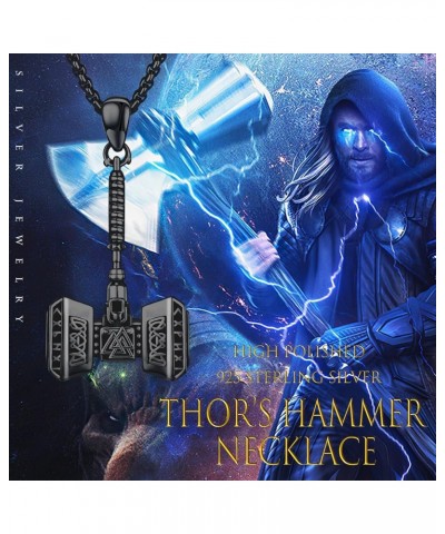 Thor's Hammer Necklace Talisman Necklace for Men Black Gold/Gold/Silver Vintage Norse Mjolnir Amulet Pendant Viking Mjolnir T...