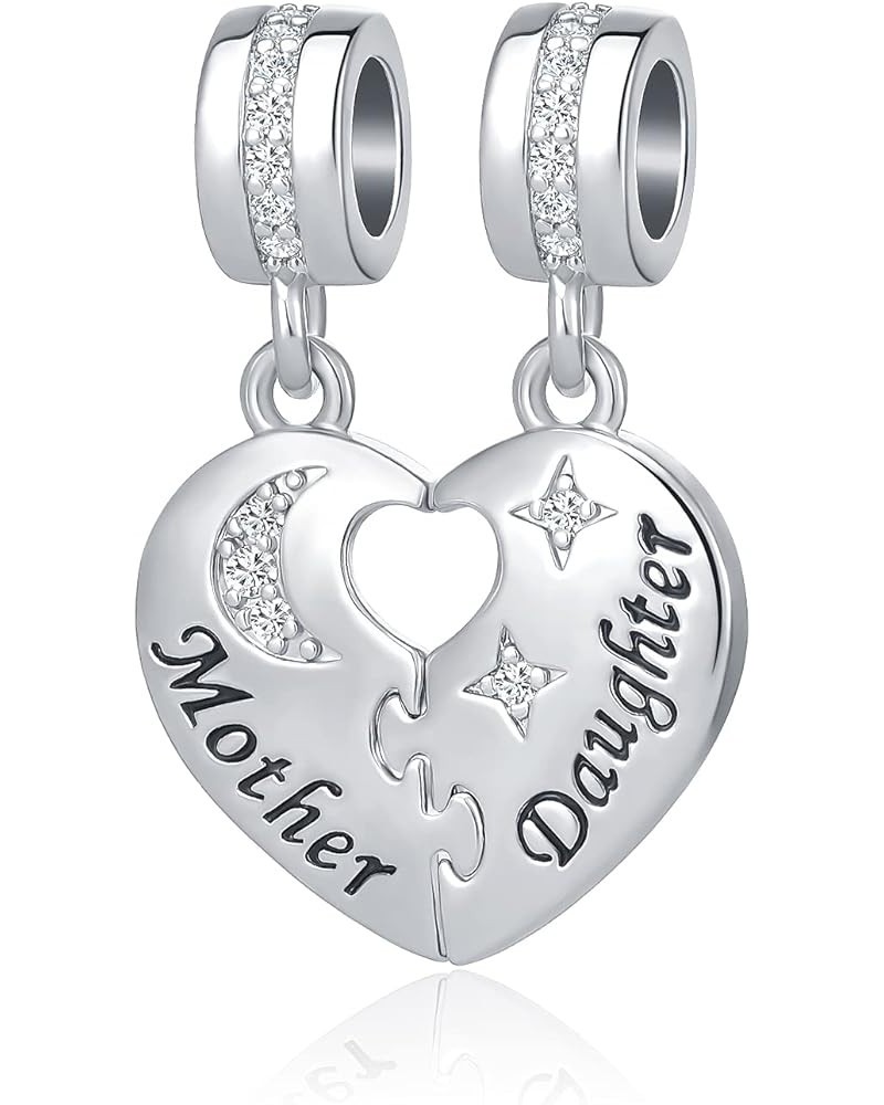 Mom Mother Daugther Rose Flower Charm Heart Cubic Zirconia Bead for Pandora Bracelets Mother Son $8.25 Bracelets