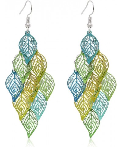 Dangle Earrings for Women Handmade Boho Super Lightweight Chandelier Dangle Drop Earring Gold Silver Plated Green Leaf $8.24 ...