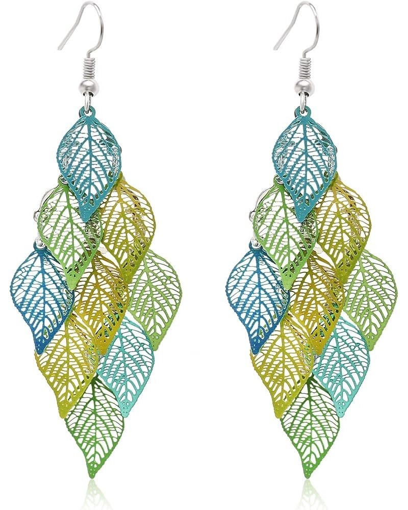 Dangle Earrings for Women Handmade Boho Super Lightweight Chandelier Dangle Drop Earring Gold Silver Plated Green Leaf $8.24 ...