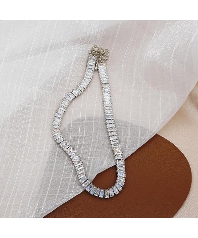 Rhinestone Choker Necklaces Tennis Necklace Sparkly Crystal Necklace for Women and Girls Silvery $6.04 Necklaces