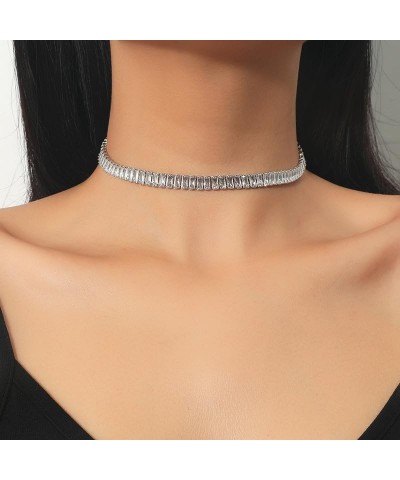 Rhinestone Choker Necklaces Tennis Necklace Sparkly Crystal Necklace for Women and Girls Silvery $6.04 Necklaces