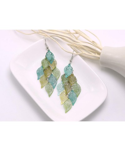 Dangle Earrings for Women Handmade Boho Super Lightweight Chandelier Dangle Drop Earring Gold Silver Plated Green Leaf $8.24 ...