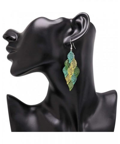 Dangle Earrings for Women Handmade Boho Super Lightweight Chandelier Dangle Drop Earring Gold Silver Plated Green Leaf $8.24 ...