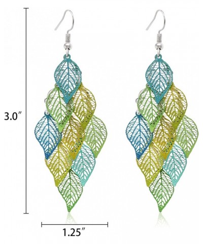 Dangle Earrings for Women Handmade Boho Super Lightweight Chandelier Dangle Drop Earring Gold Silver Plated Green Leaf $8.24 ...