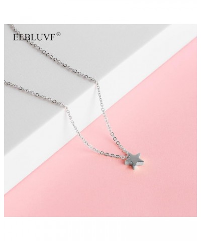 Stainless Steel Women Crescent Moon and Star Lucky Pendant Necklace Choose Colors Silver Star $7.74 Necklaces